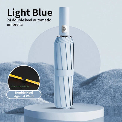 24 Bone Windproof anti-UV Fully Automatic Large Umbrella 3 Folding