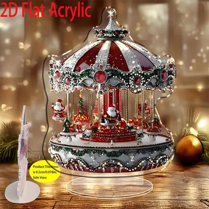 1Pcs Christmas Merry Carousel 2D Christmas Scene Festival Decor