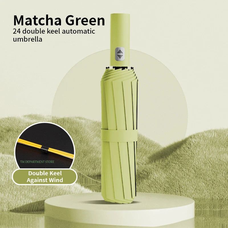 24 Bone Windproof anti-UV Fully Automatic Large Umbrella 3 Folding