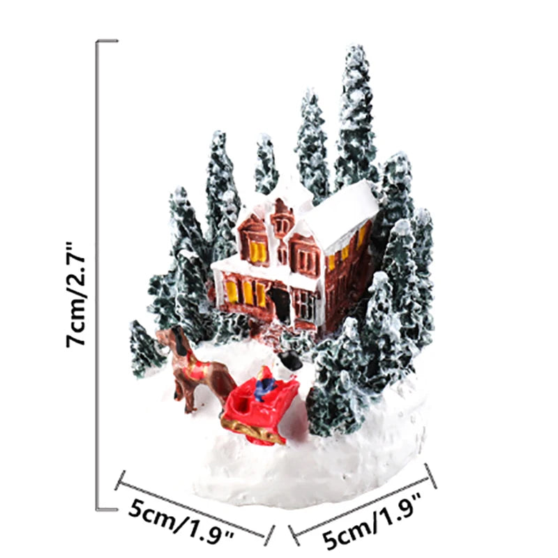 Christmas LED Light Ornaments Santa Castle Snow House Luminous Crafts