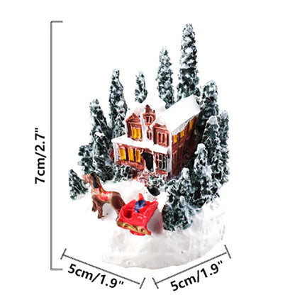 Christmas LED Light Ornaments Santa Castle Snow House Luminous Crafts