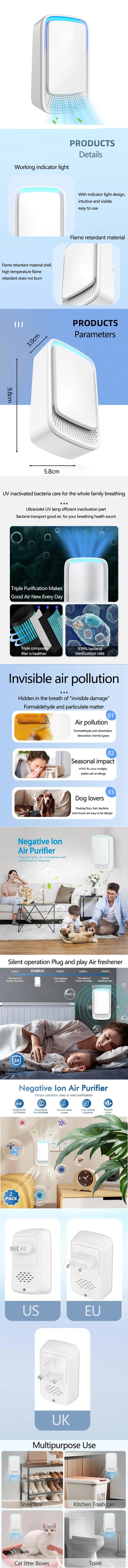 Pure-Air Mini Ionizer – Portable Deodorizer & Negative Ion Purifier