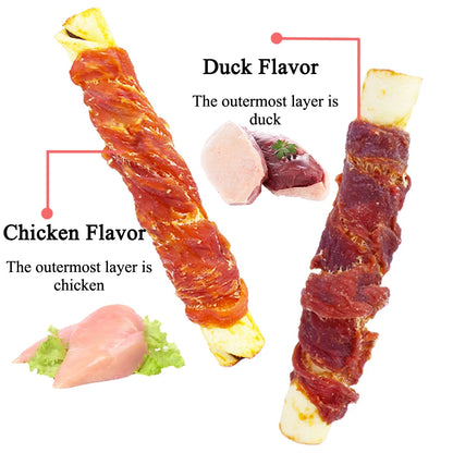 Cowhide Wrapped in Duck Beef Filling Dog Treats for Medium, & Large Dog - Made with Chicken and Cowhide - High Protein