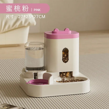 Automatic Feeder Pet Food Bowl With Water Fountain Large Capacity