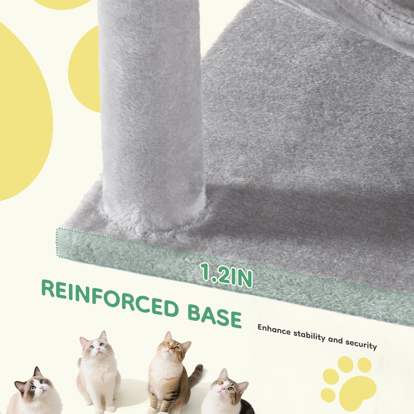 JHK 44in Tall Multi-Cat Climbing Cat Tree Tower for Pet Furniture Natural Sisal Scratching Posts Stable Pet House for Indoor Cat