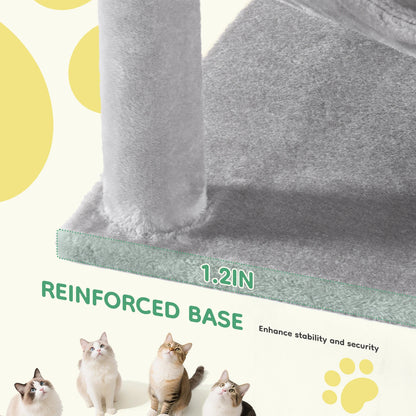 JHK 44in Tall Multi-Cat Climbing Cat Tree Tower for Pet Furniture Natural Sisal Scratching Posts Stable Pet House for Indoor Cat