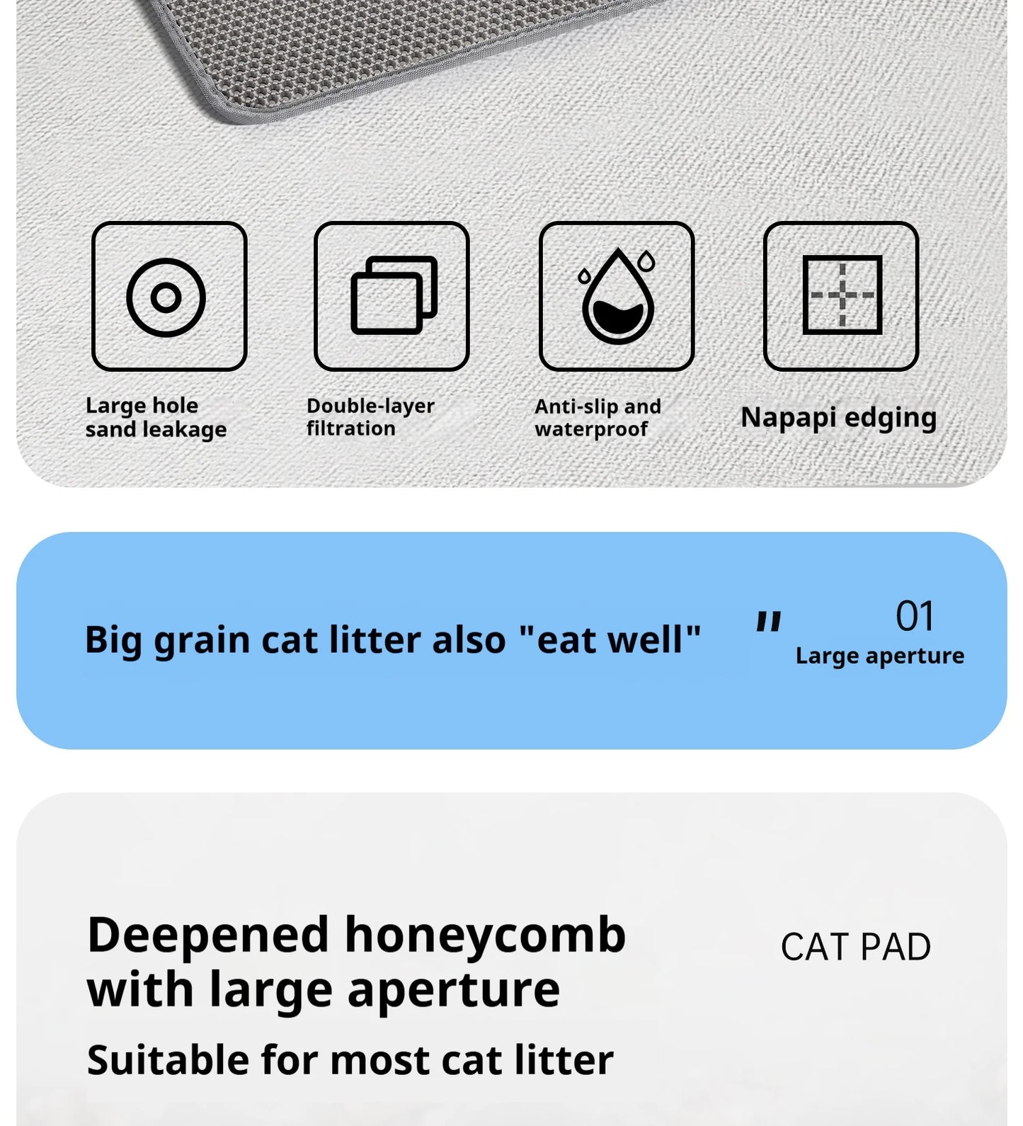 XL Clean-Step Mat – 60cm x 90cm Waterproof Double-Layer Litter Trapper