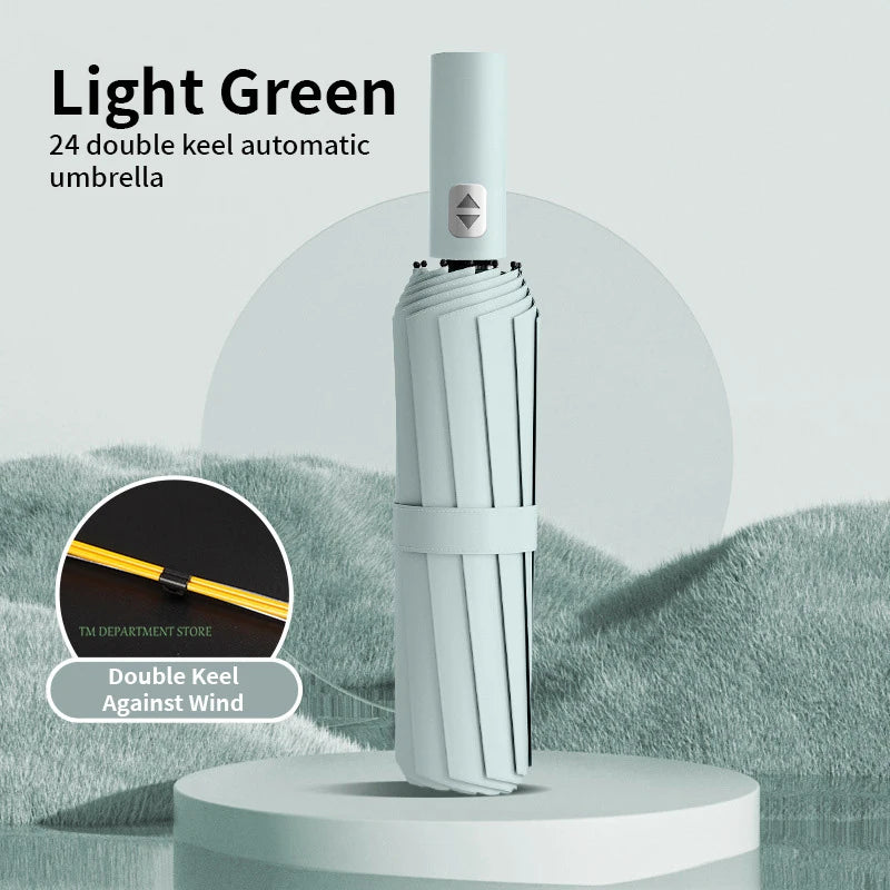 24 Bone Windproof anti-UV Fully Automatic Large Umbrella 3 Folding