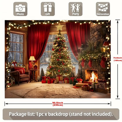 Christmas tree and fireplace scene background