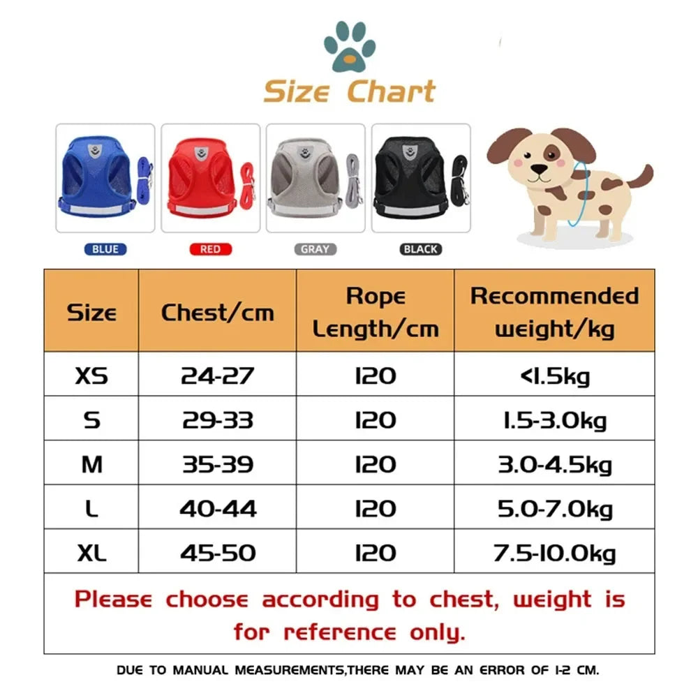 Reflective Escape-Proof Cat & Puppy Harness Set – Soft Mesh Vest