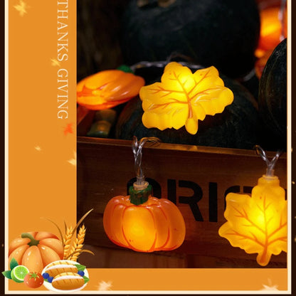 1.5/3m Halloween LED Pumpkin Light String Nut Maple Leaf Lamp Home Christmas Party Decoration Hanging Lights Thanksgiving Gifts