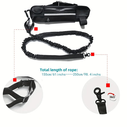 Hands-Free Dog Leash with Integrated Zipper Waist Pack