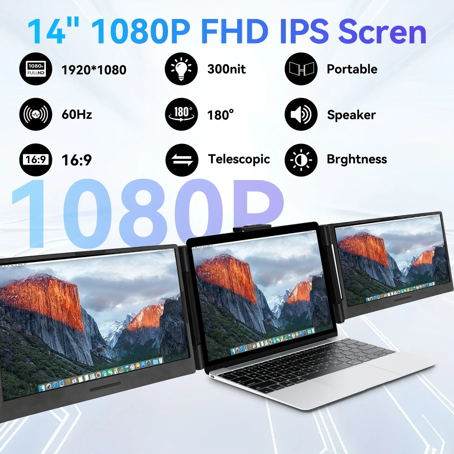 14 Inch Laptops Screen Extender Triple Dual FHD