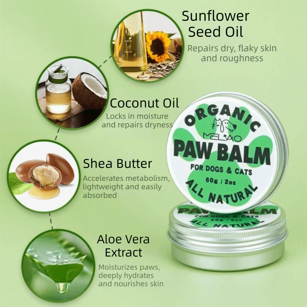 Organic Coconut Pet Paw Balm – Anti-Crack Moisturizing Paw Protection Cream for Dogs & Cats
