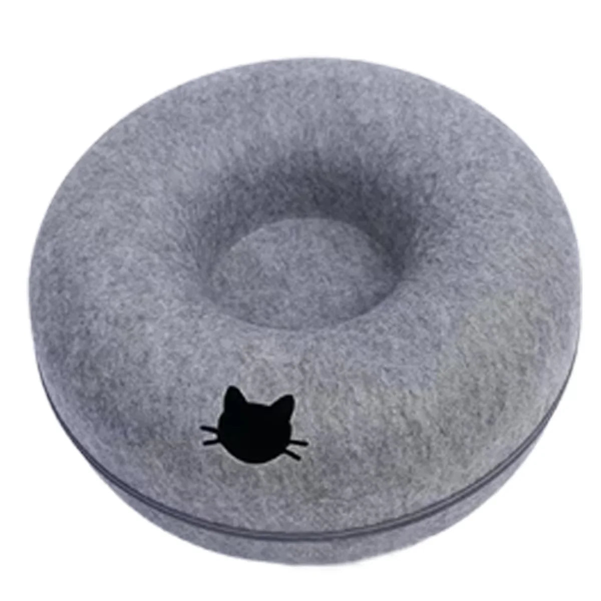 Interactive Round Cat Tunnel Bed – Donut Felt Nest, Scratcher & Sleeping Cushion for Kittens & Cats