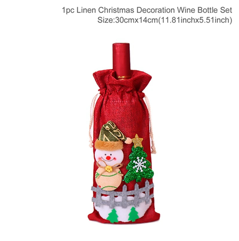Christmas Wine Bottle Cover Merry Christmas Decorations For Home