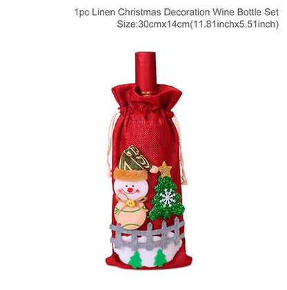 Christmas Wine Bottle Cover Merry Christmas Decorations For Home