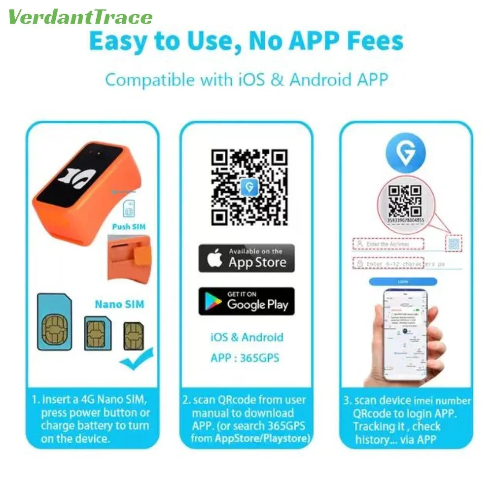Verdant Trace 4G Small Pet GPS Tracker Collar