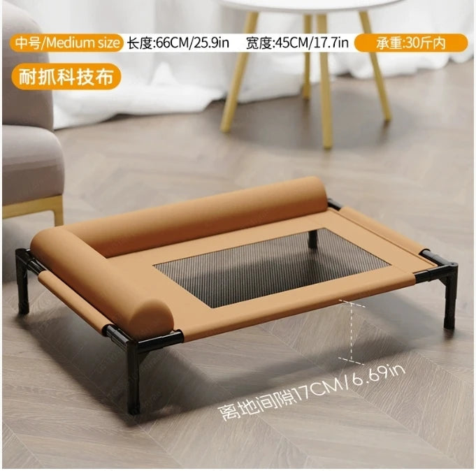 66CM Washable Mesh Elevated Dog Bed – Breathable Raised Cooling Pet Bed with Pillow for Indoor & Outdoor Use