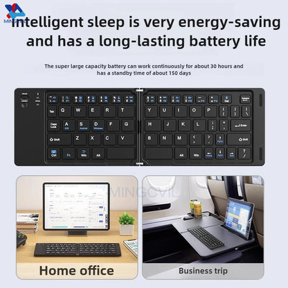 Mini Foldable Wireless Keyboard Slim Portable Bluetooth