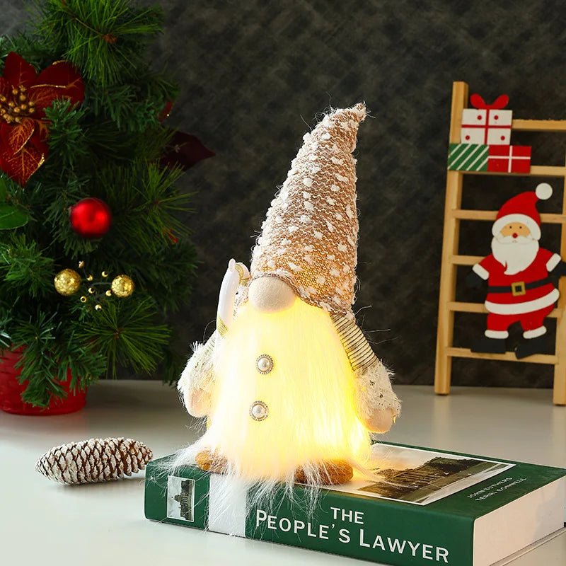 30cm Glowing Knitted Gnome Doll Couple with Led Night Light 2025 Christmas Decorations Home Xmas Tree Decor New Year 2026 Gift