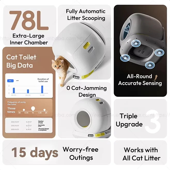Elecpet 78L Smart Self-Cleaning Cat Litter Box