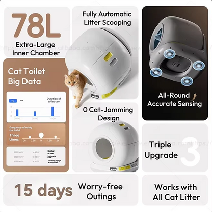 Elecpet 78L Smart Self-Cleaning Cat Litter Box