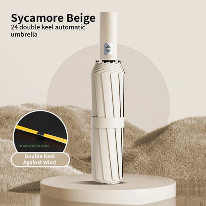 24 Bone Windproof anti-UV Fully Automatic Large Umbrella 3 Folding