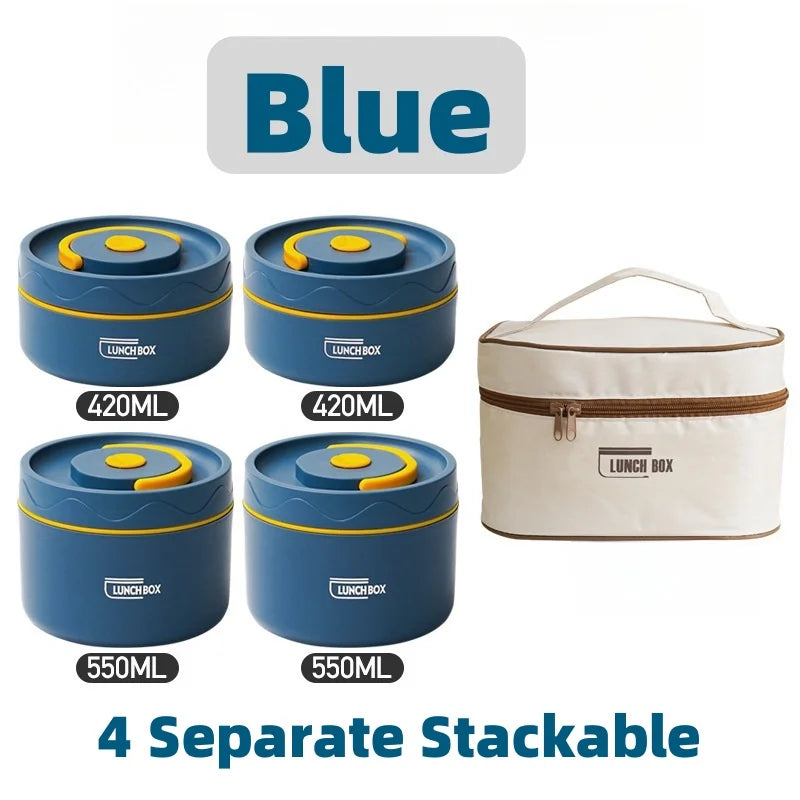 Insulated Lunch Box, Portable 3 Separate Stackable Microwave