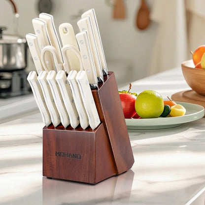14Pcs Cutlery Kitchen Knife Block Set Sharp Stainless Steel