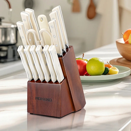 14Pcs Cutlery Kitchen Knife Block Set Sharp Stainless Steel