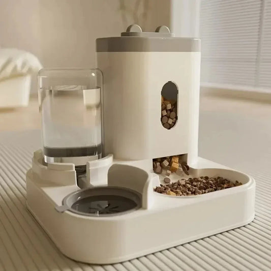 Automatic Feeder Pet Food Bowl With Water Fountain Large Capacity