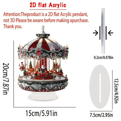 1Pcs Christmas Merry Carousel 2D Christmas Scene Festival Decor