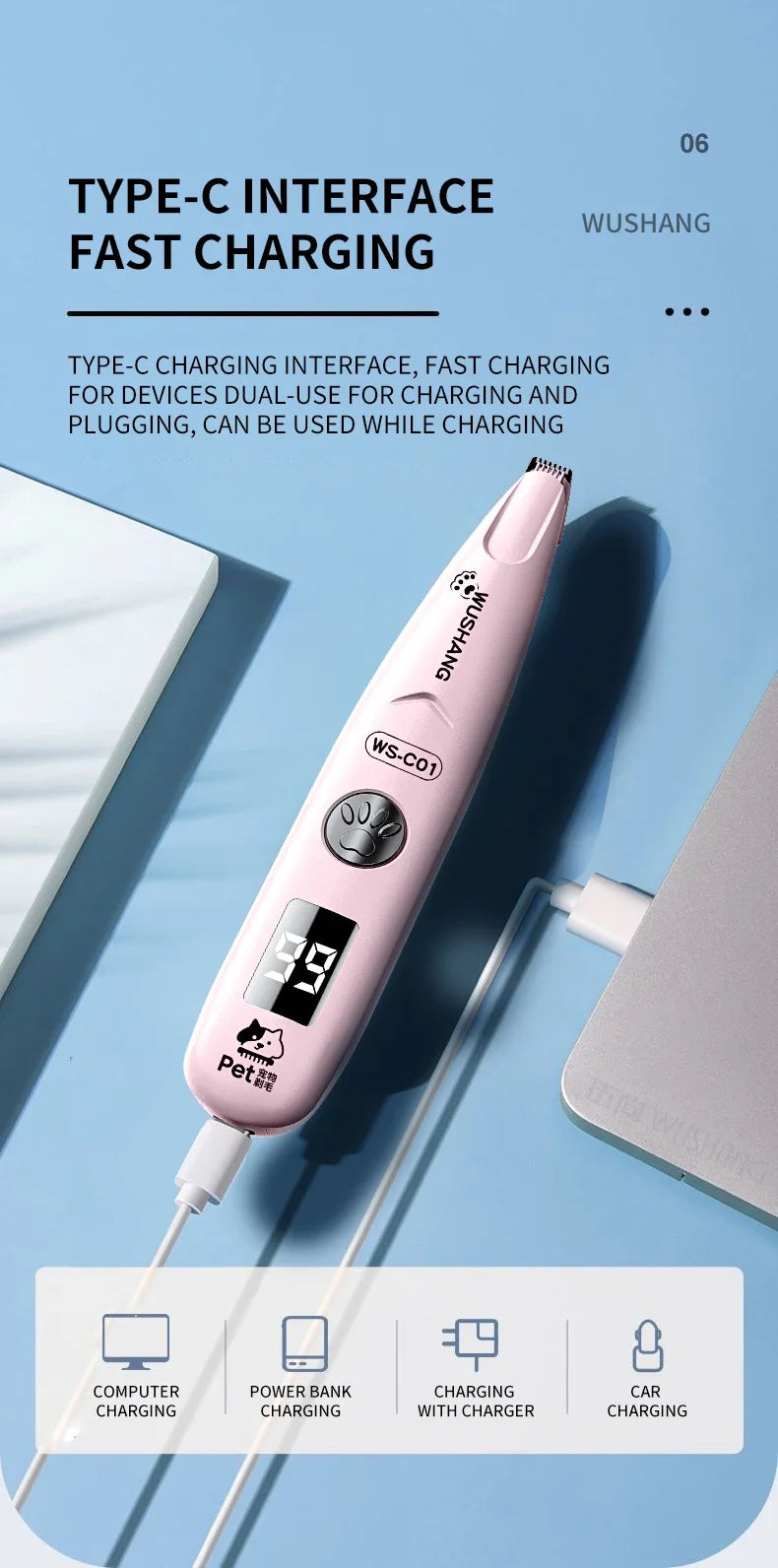 Pro-Trim LED Precision Pet Groomer – Waterproof Low-Noise Trimmer