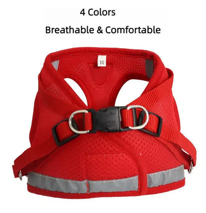 Reflective Escape-Proof Cat & Puppy Harness Set – Soft Mesh Vest