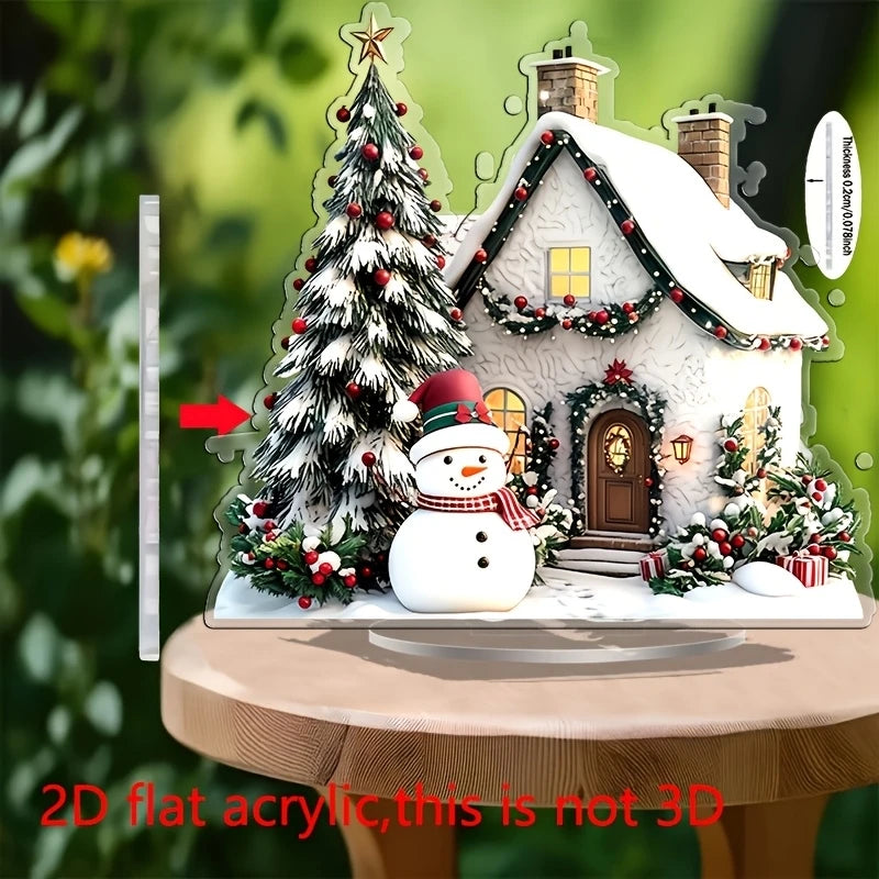 2D Winter Wonderland Acrylic Christmas Village Decor Snow House
