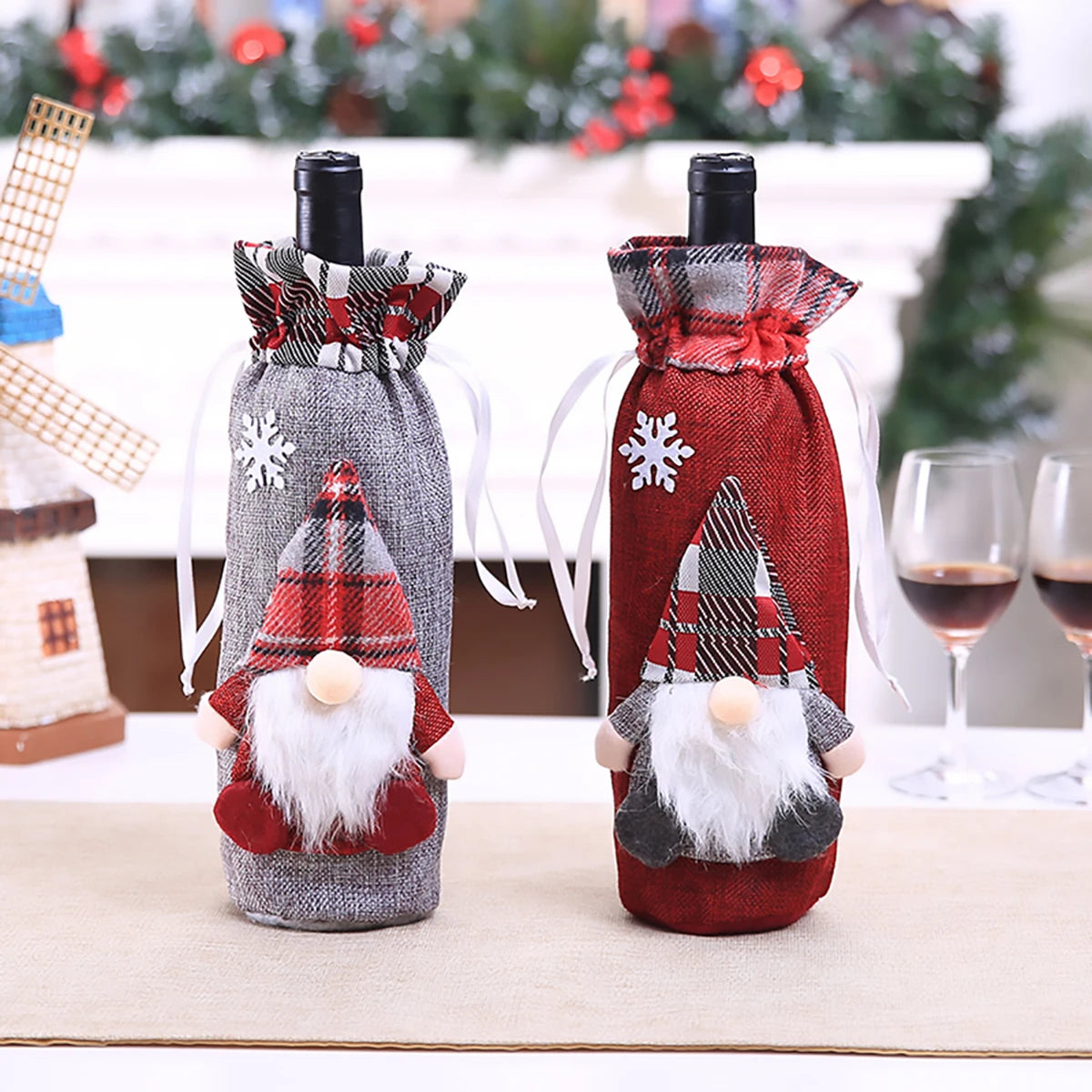 Christmas Wine Bottle Cover Merry Christmas Decorations For Home