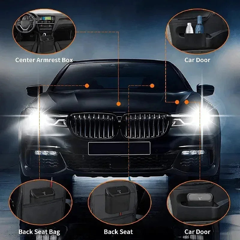 1PC Leak-Proof Small Car Trash Can with Lid Mini Garbage