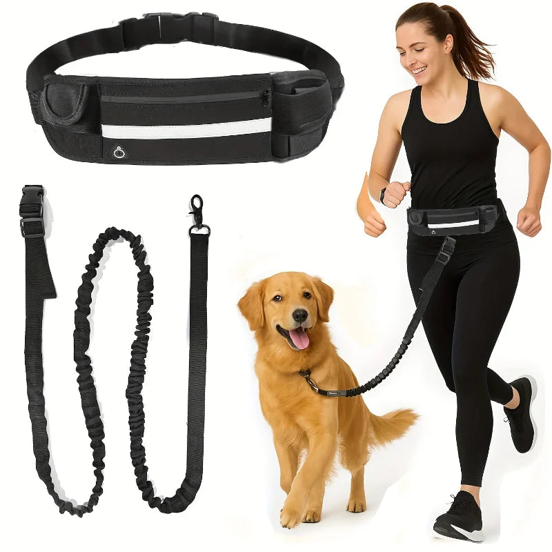 Hands-Free Dog Leash with Integrated Zipper Waist Pack