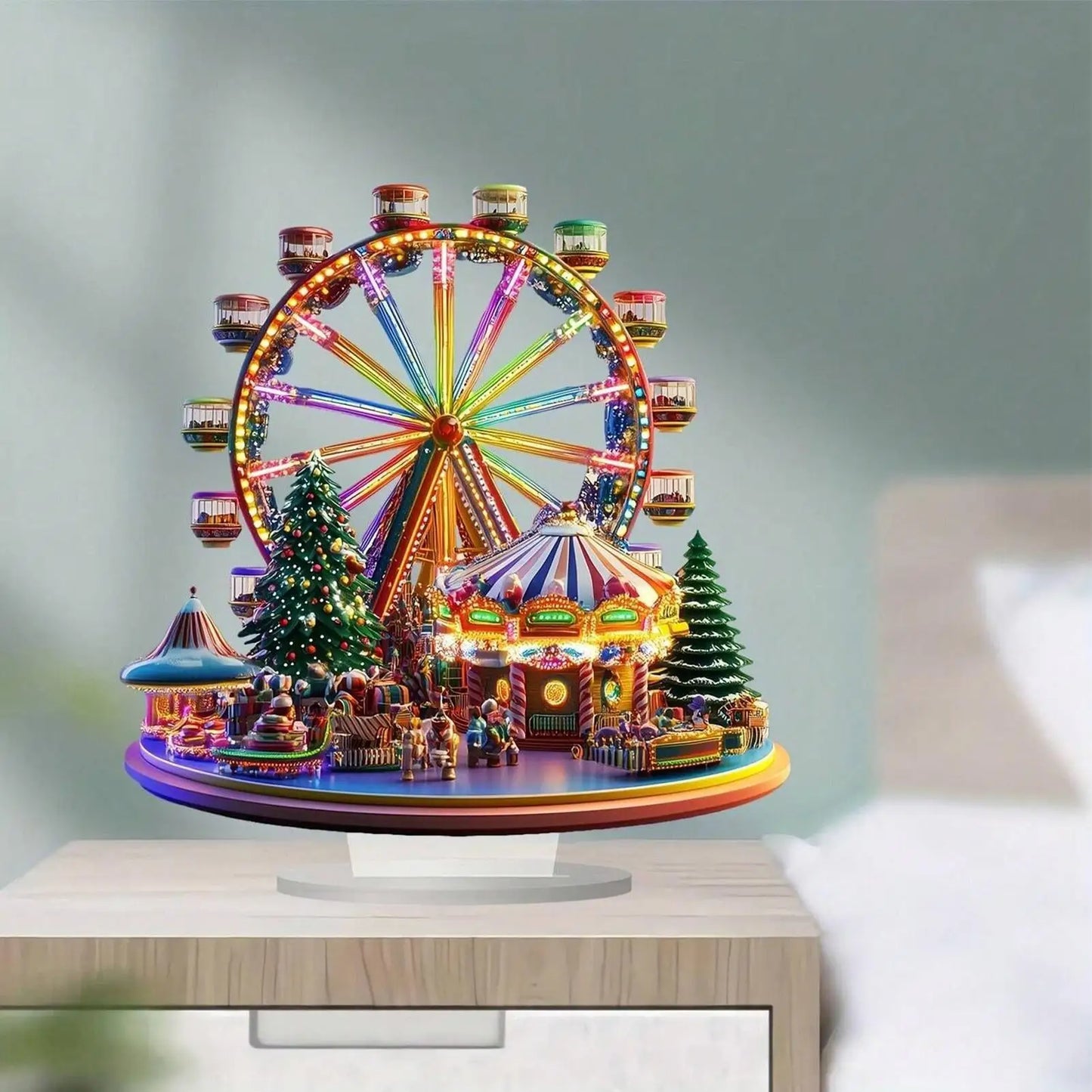 2D Acrylic Christmas Ferris Wheel Ornament Ferris Wheel Display Board Christmas Holiday Decoration Xmas Navidad Party Supplies