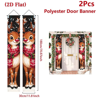 Christmas Hanging Door Banner Merry Christmas Decoration for Home