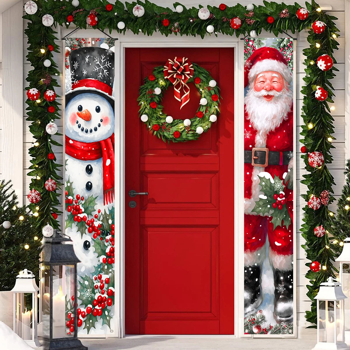 Christmas Hanging Door Banner Merry Christmas Decoration for Home