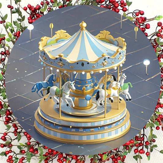 1 piece of retro carousel music box wooden signage