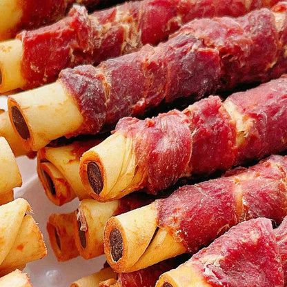 Cowhide Wrapped in Duck Beef Filling Dog Treats for Medium, & Large Dog - Made with Chicken and Cowhide - High Protein