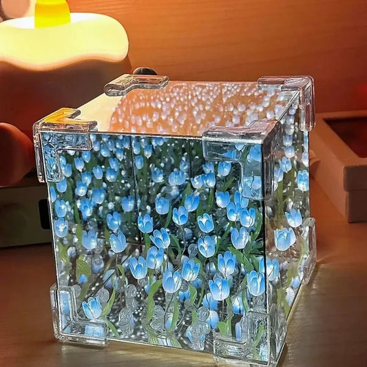 New Creative Diy Tulip Flower Sea Cube Three-Dimensional Small Night Lamp