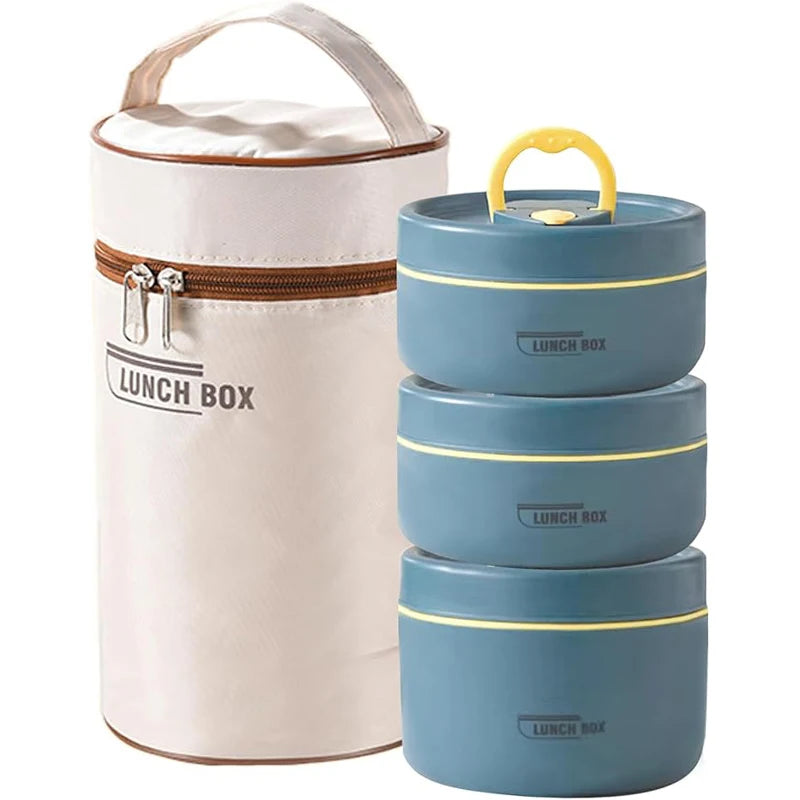 Portable Insulated Food Lunch Container Set with Thermal Lunch Box 3 Separate