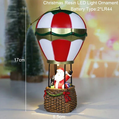 Christmas Glowing Ornaments, Santa Claus Snowman Hot Air Balloon with LED Light