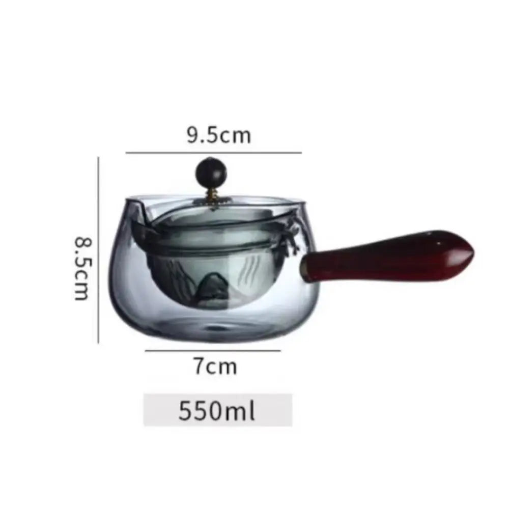 Multi-purpose Glass 360 Degree Rotating Teapot Large Transparent Boiling Teapot Heat Resistant with Handle Brewing Teapot Office