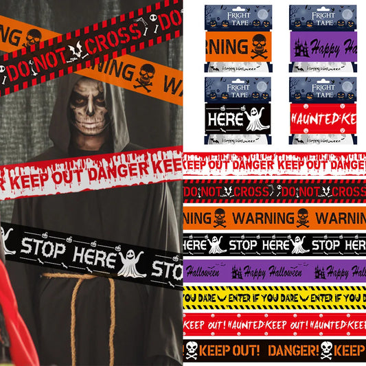 Halloween Caution Tape Decorations Scary Fright and Warning Tape for Zombie Party Horror Party Haunted House Decoration tape