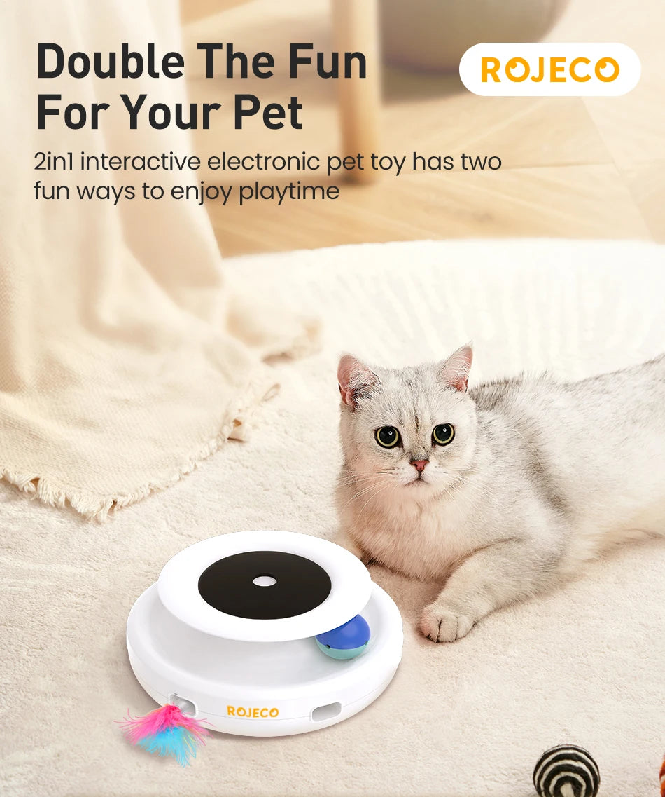 2-in-1 Smart Cat Toy Set – Automatic Feather & Rolling Ball Interactive Pet Toy (5 Modes)